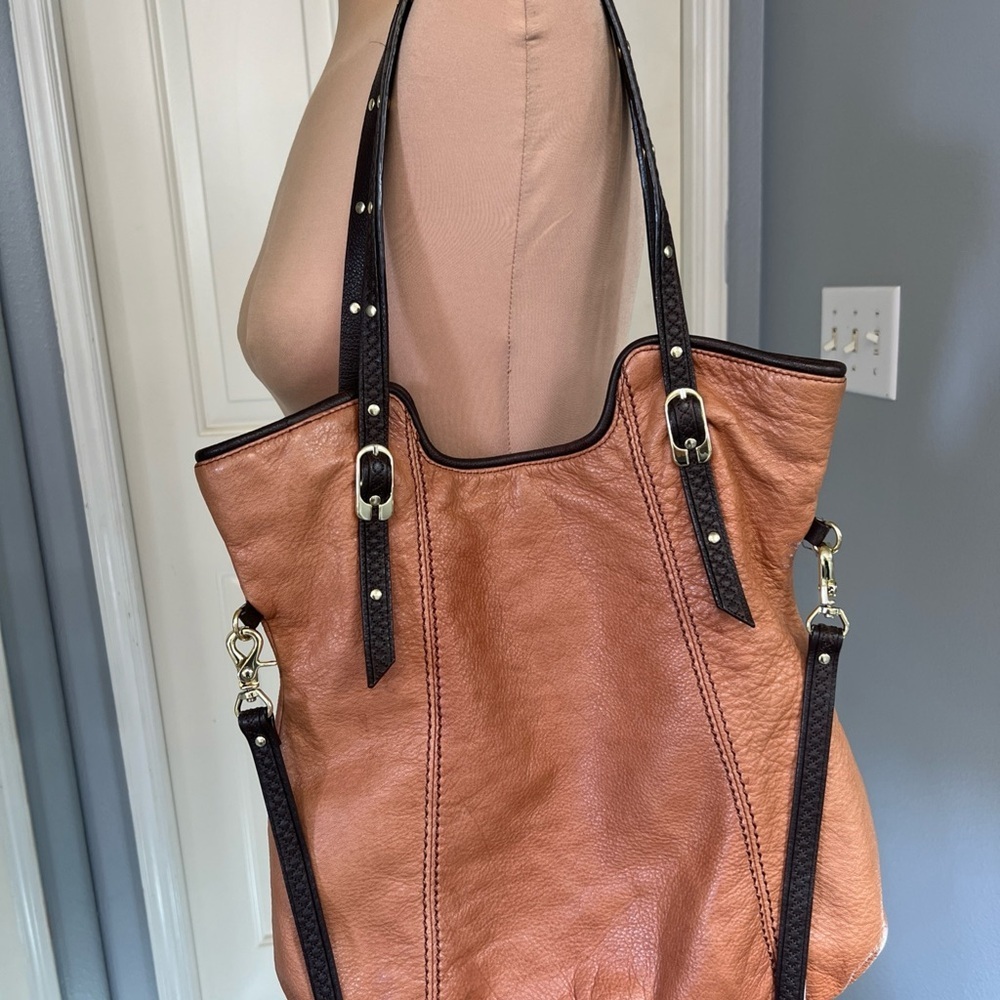 The Sak Tan Brown Leather Hobo Crossbody Shoulder Bag Bohemian Hippie - Picture 2 of 16